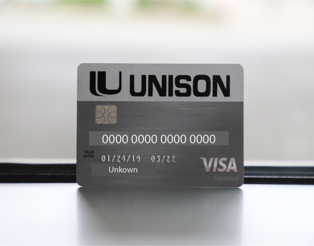 Image of Unison Bank credit card.