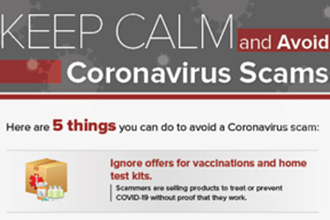 Infographic of coronavirus scams to avoid.