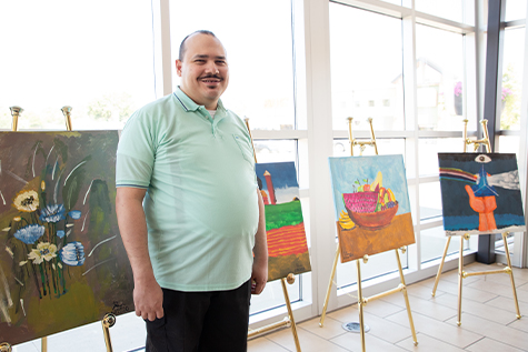 José Garcia, a client at Alpha Opportunities, Inc., was named Unison Bank's Artist of the Month for July 2022.