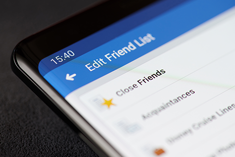 Phone showing Facebook Friending Options