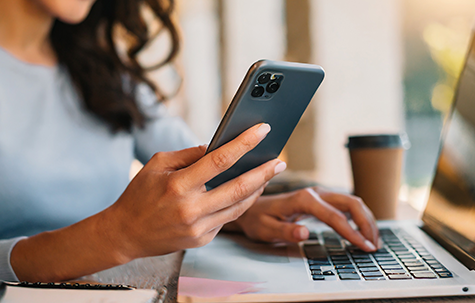 Woman holding a cell phone