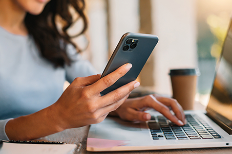 Woman holding a cell phone